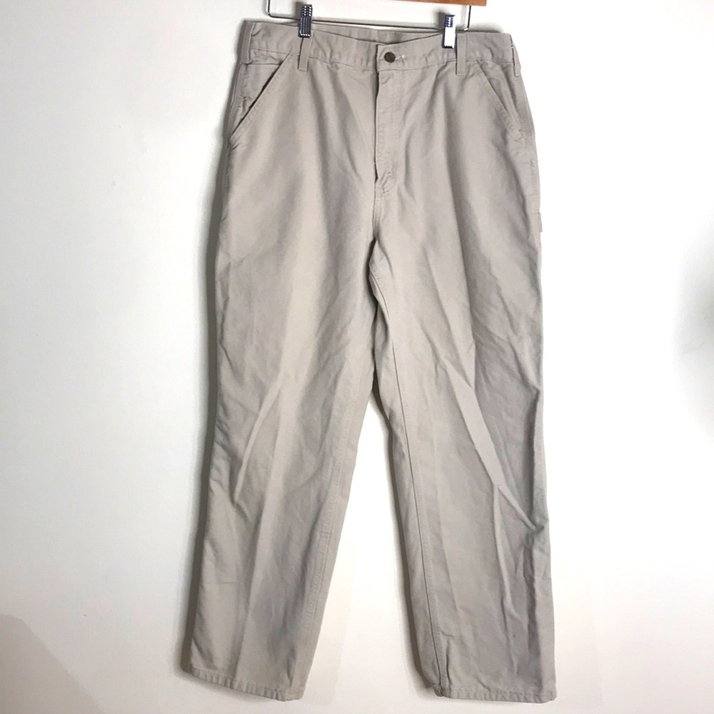 Carhartt mens khaki 100% cotton work pants size 36x32